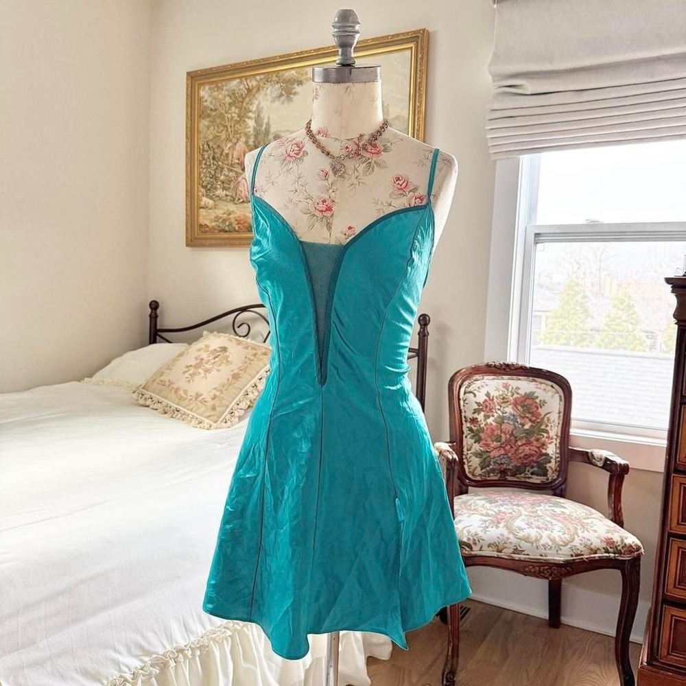 90s victoria's secret gold label teal mini dress size medium‎